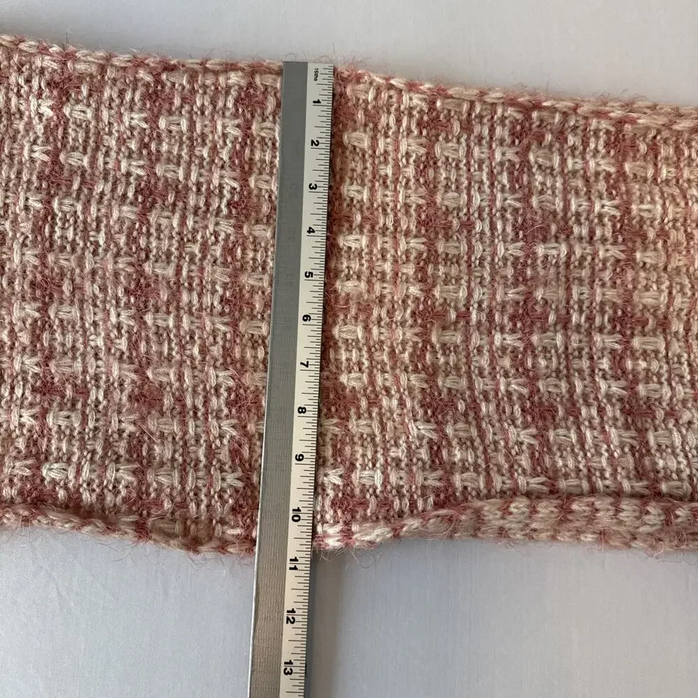 Vince Camato Eyelash Woven Knit Infinity Pink‎ Plaid Scarf Cottagecore Boho Soft